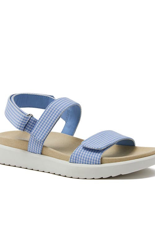 Lands' End Comfort Adjustable Gingham Sandals In Light Blue Gingham