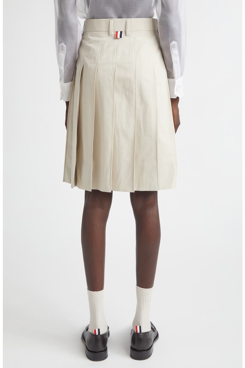 Pleated Drop Hem Cotton Twill Skirt, Alternate, color, BEIGE