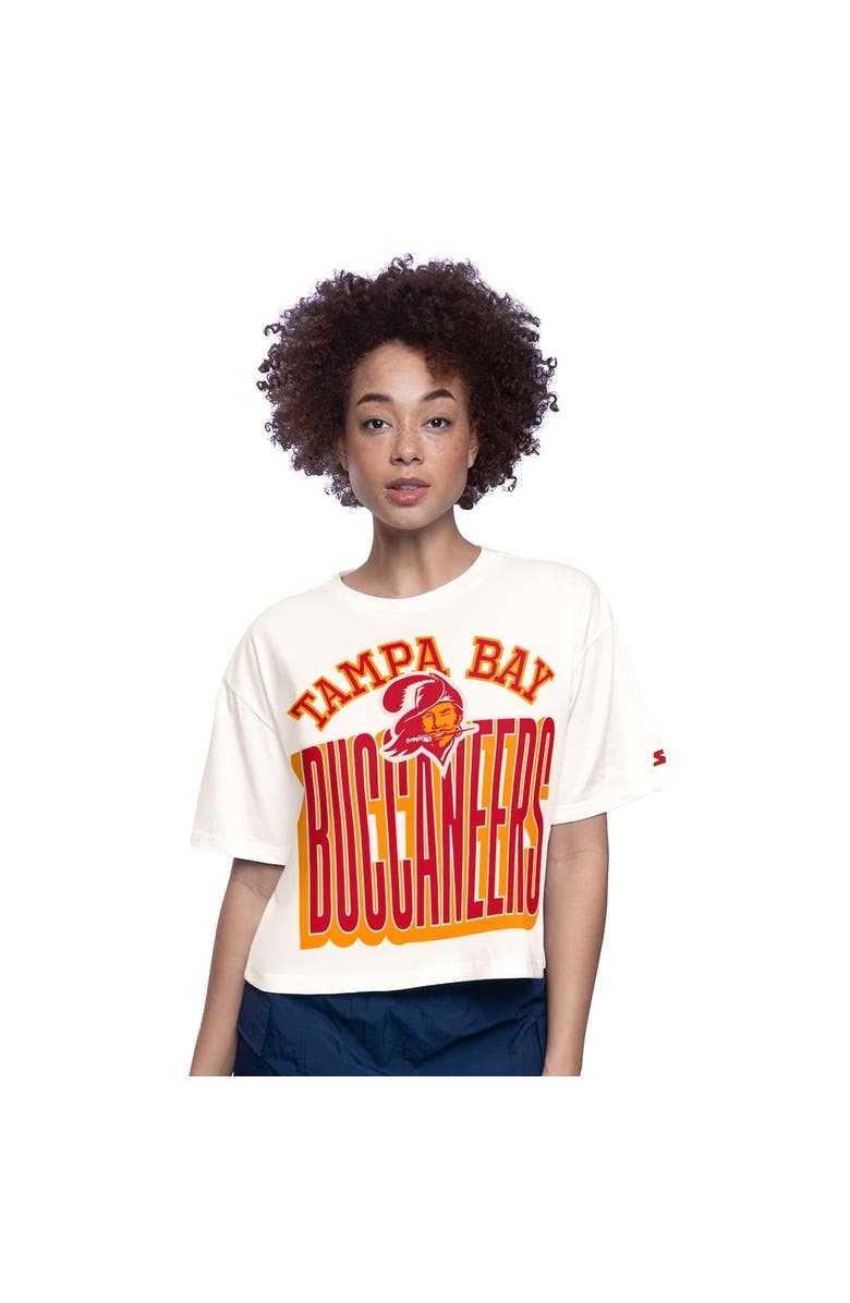 STARTER Women's Starter  White Tampa Bay Buccaneers Throwback Play the Ball Boxy Cropped T-Shirt, Alternate, color, 