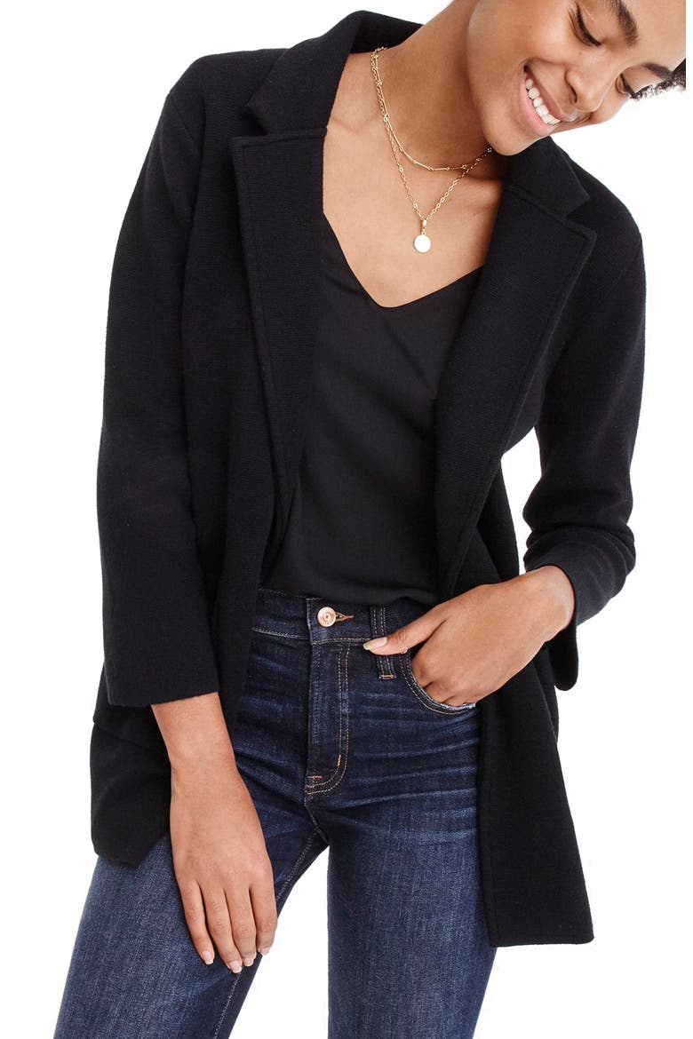 New Lightweight Sweater Blazer, Main, color, BLACK