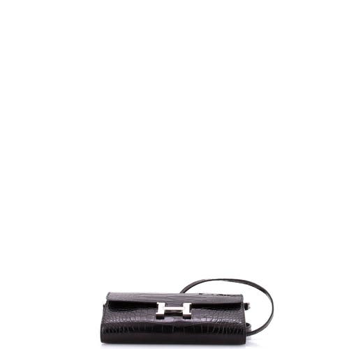 Pre-owned Hermes Hermes Constance To Go Wallet Alligator In Black