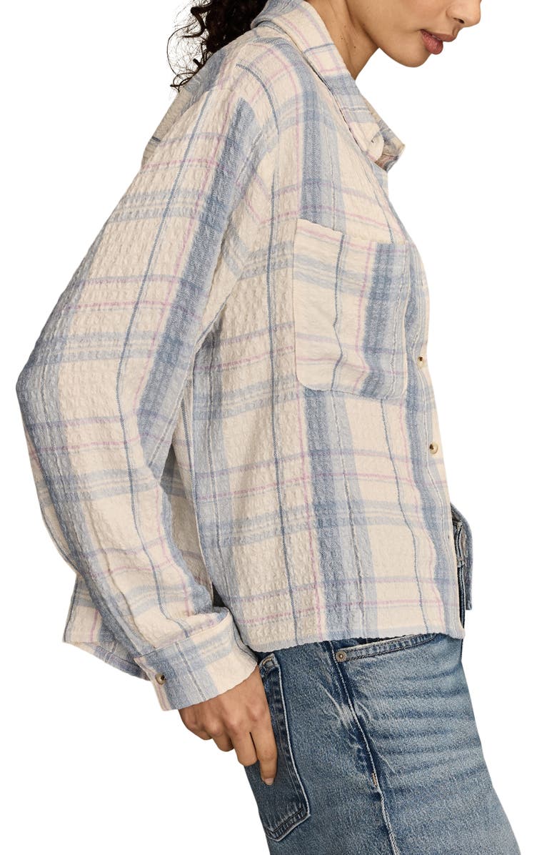 Lucky Brand Plaid Crop Button-Up Shirt, Alternate, color, Blue Plaid