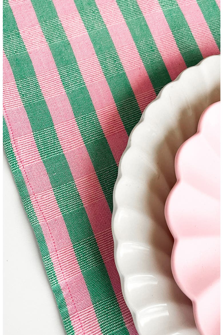 Handwoven Colorful Striped Cotton Table Runner, Alternate, color, Green