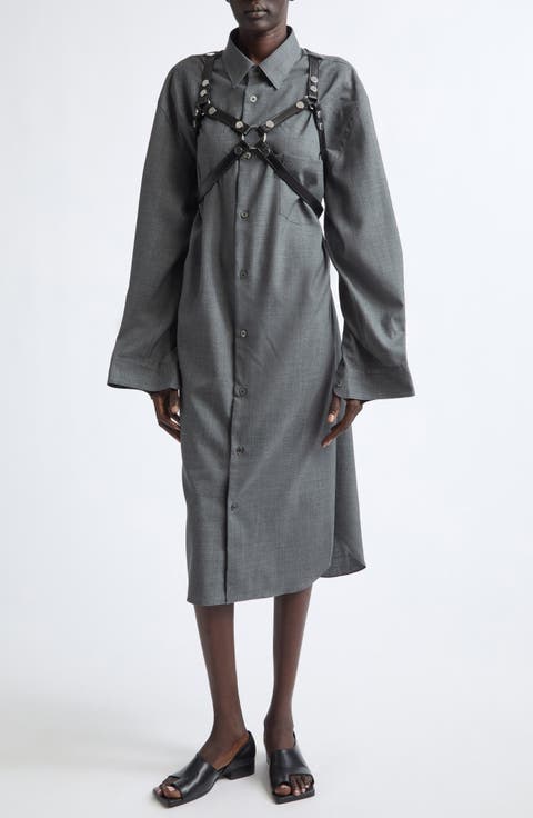 Tropical Wool Harness Shirtdress