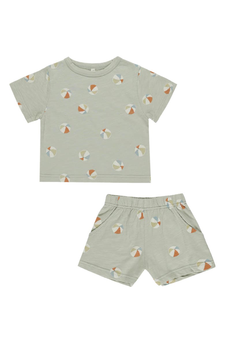 Rylee + Cru Beach Ball Print Cotton T-Shirt & Shorts Set, Main, color,