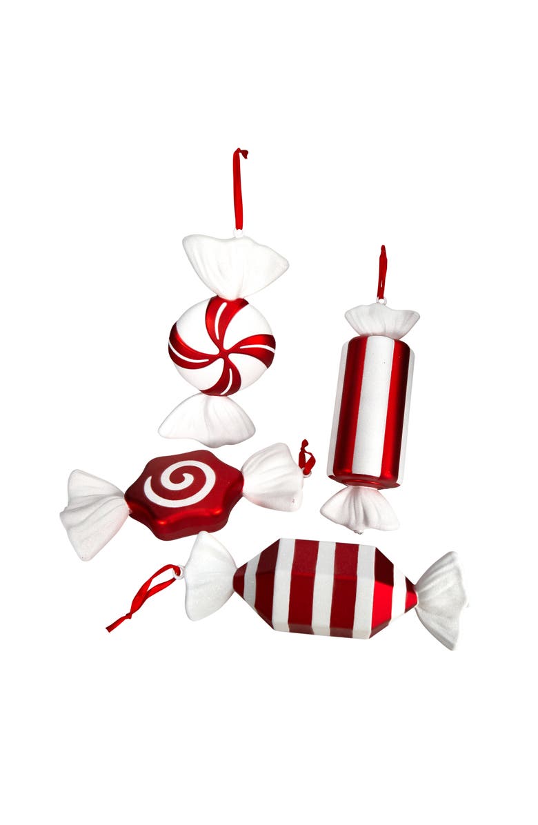 NEARLY NATURAL 12-in Jumbo Assorted Candy Holiday Christmas Deluxe Shatterproof Ornament Set of 4, Main, color, Assorted