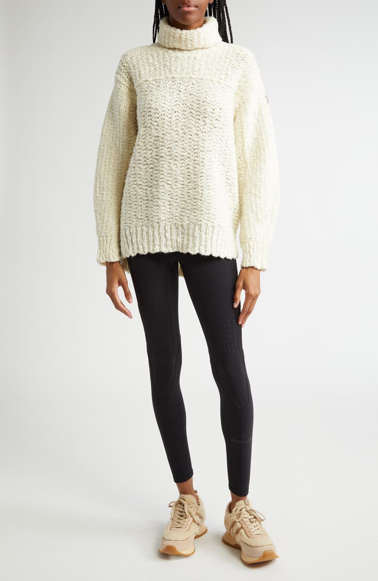 Moncler Grenoble High-Low Virgin Wool Blend Turtleneck Sweater, Alternate, color, 