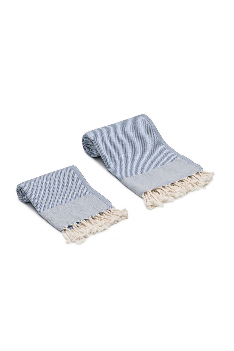 Whisper Weight Turkish Cotton Bath and Hand Towel - Set, Alternate, color, Denim Blue