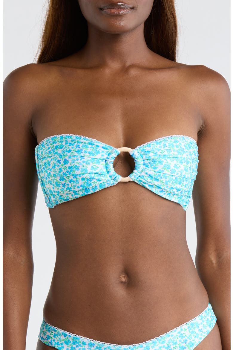 Decorative Strapless Bandeau Bikini Top, Main, color, OCEAN AURA