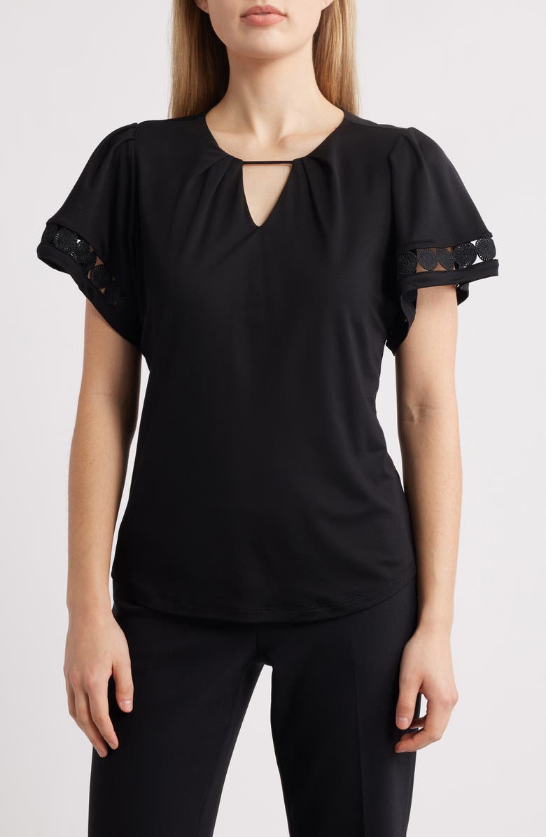 Anne Klein Harmony Pleated Neck Top, Main, color, 