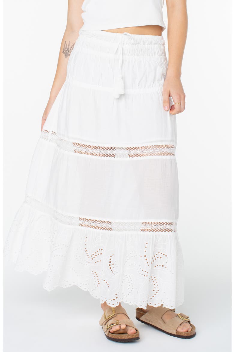 Castaway Embroidered Cotton Maxi Skirt, Main, color, SNOW WHITE SOLID
