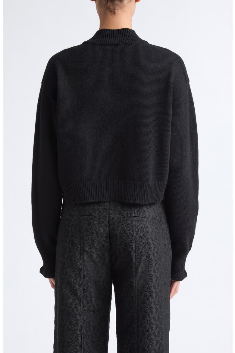 Drusilla Embroidered Bow Wool Sweater, Alternate, color, BLACK