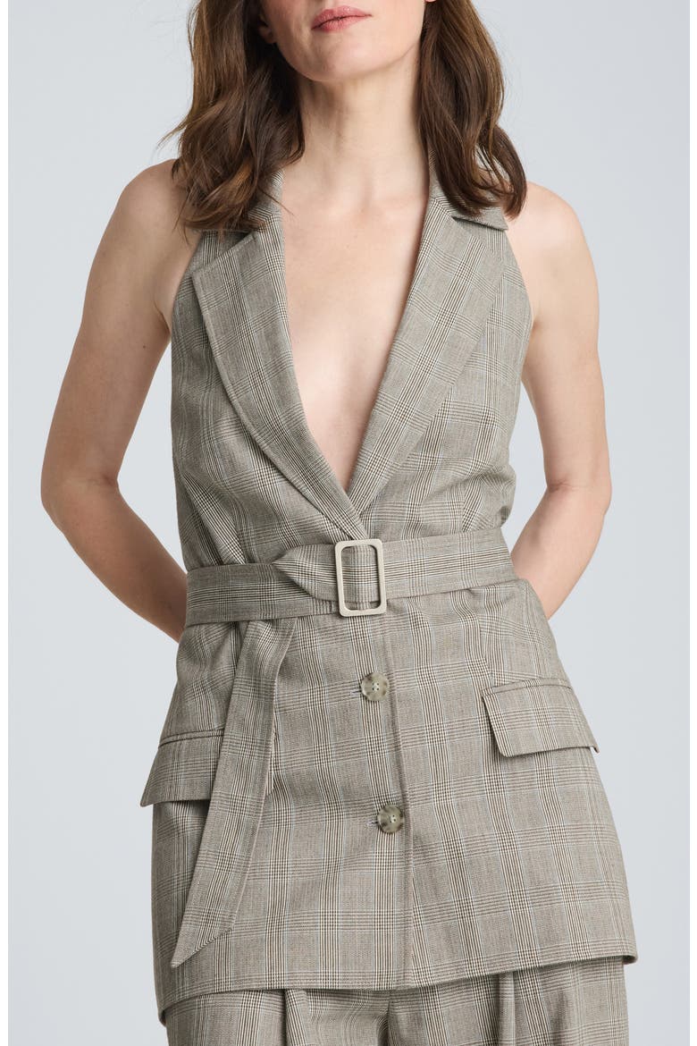 Belted Halter Vest, Main, color, DARK SLATE FEATHER BLUE