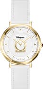 FERRAGAMO Minuetto Leather Strap Watch, 36mm