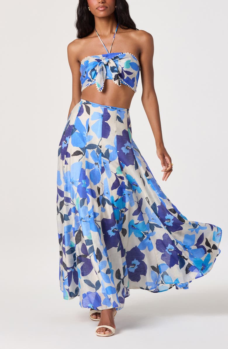 ASTR the Label Kaley Floral Paneled Maxi Skirt, Alternate, color, Blue Floral