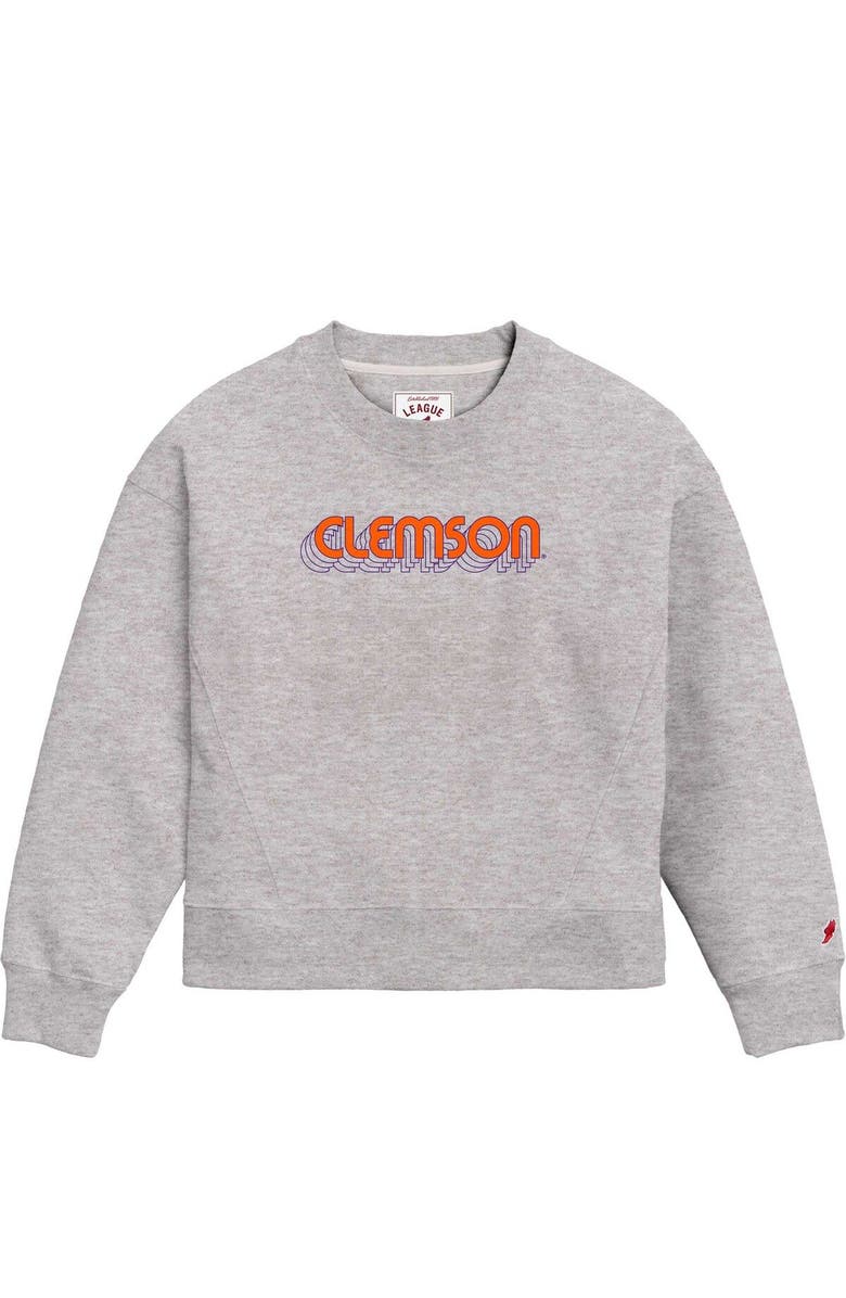 LEAGUE COLLEGIATE WEAR Women's League Collegiate Wear Ash Clemson Tigers Boxy Pullover Sweatshirt, Main, color, Ash