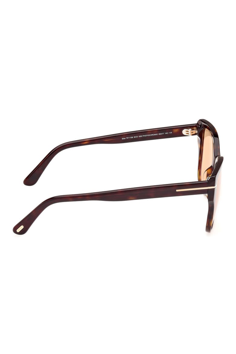 Elsa 55mm Butterfly Sunglasses, Alternate, color, DARK HAVANA ECO / T LOGO