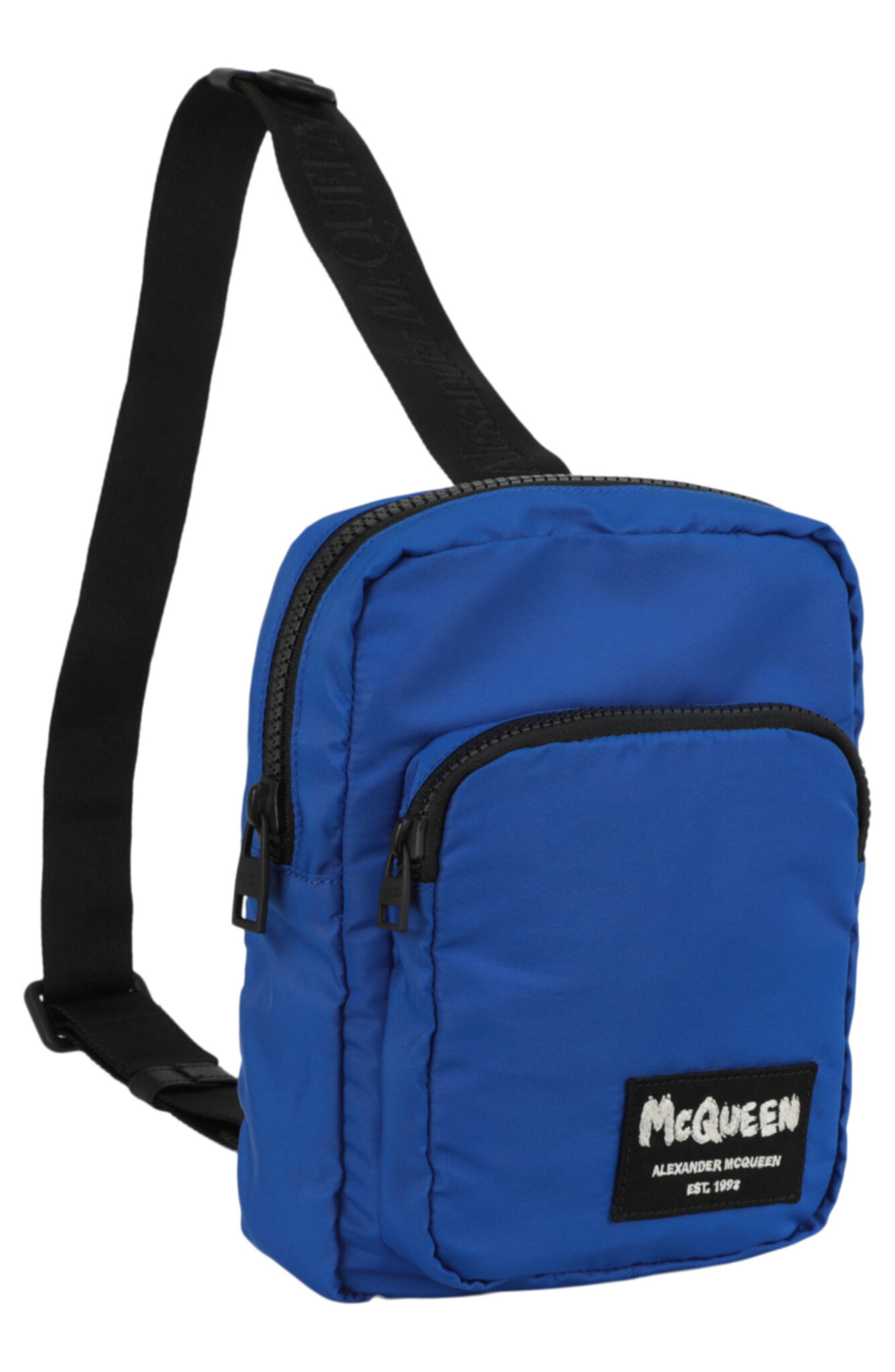MCQ Logo Camera Crossbody Bag, Alternate, color, Blue Black