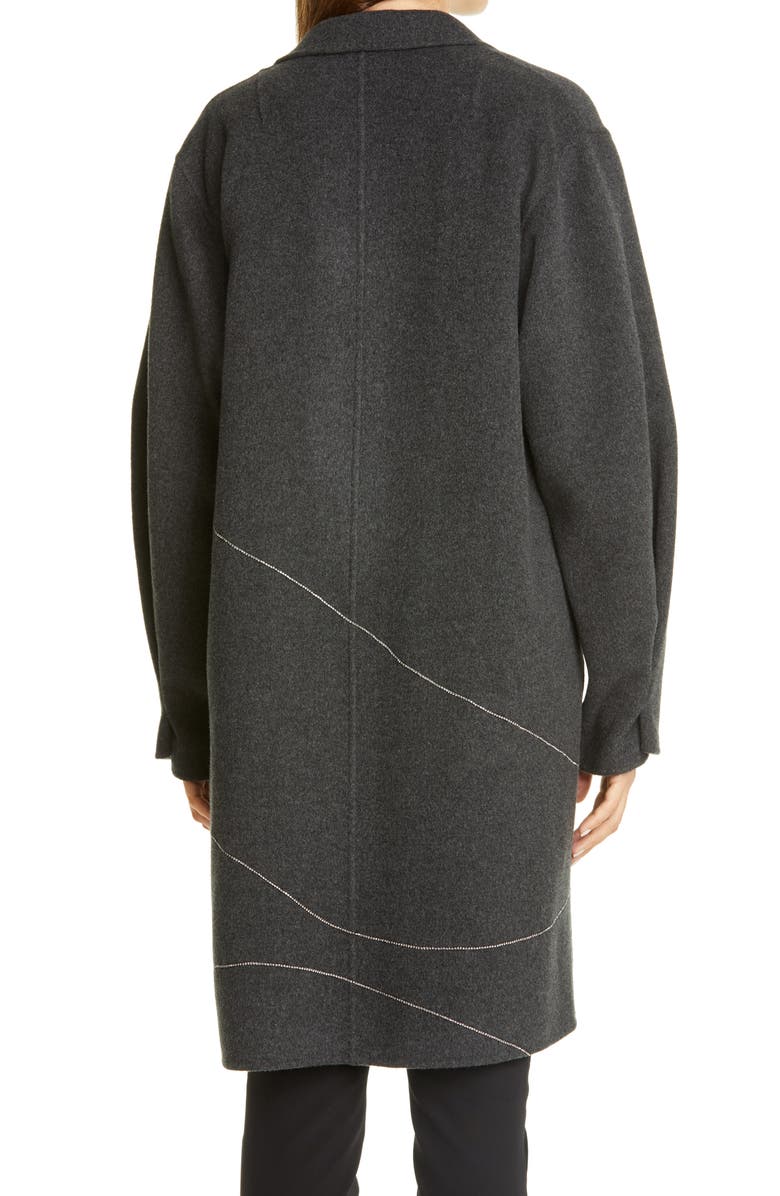 Lafayette 148 New York Crawley Embellished Cashmere Coat, Alternate, color, Smoke Melange