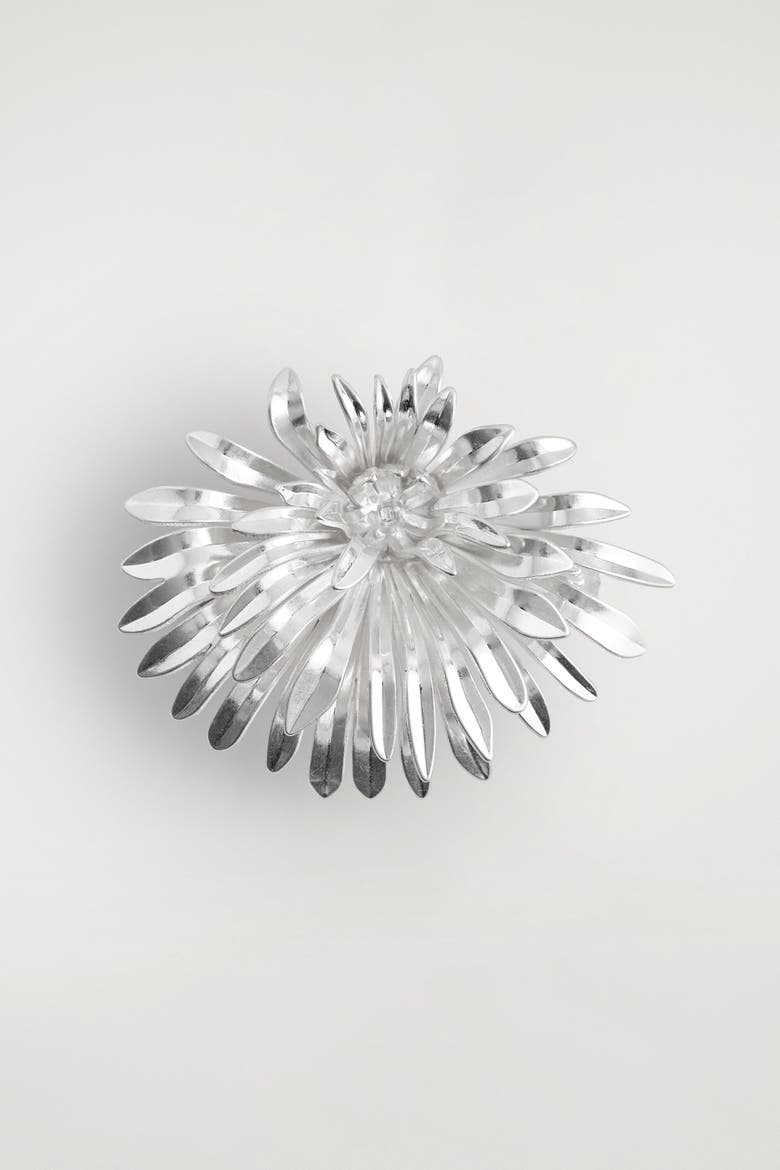 Abstract Floral Brooch, Alternate, color, SILVER