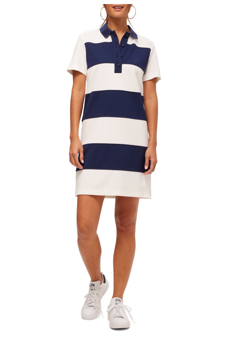 Trina Turk Conners Ponte Polo Dress, Main, color, Ink/Whitewash