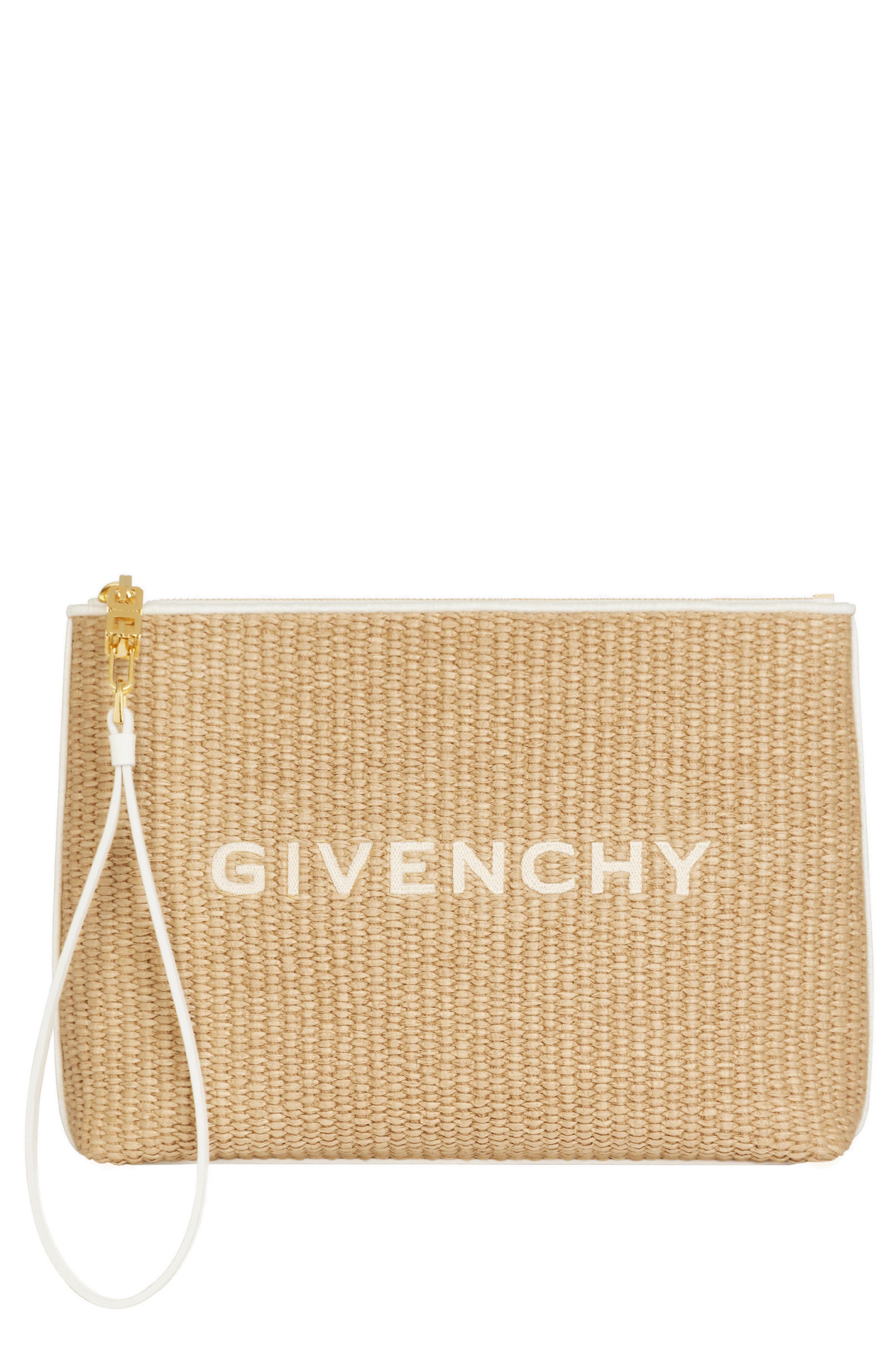 Givenchy Large Woven Raffia Pouch, Main, color, 