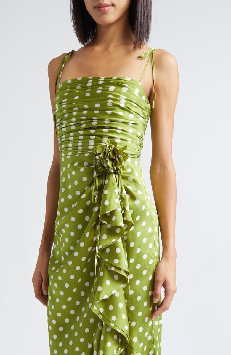 Cinq à Sept Camille Polka Dot Midi Dress, Alternate, color, Pickle/ Ivory