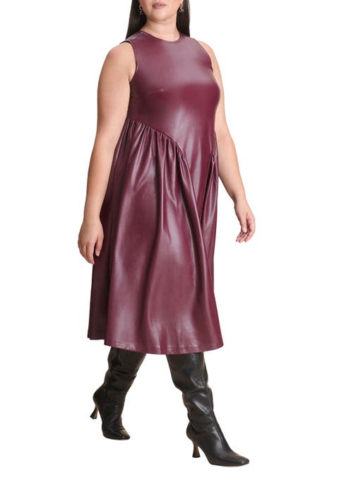 Faux Leather Fit And Flare Dress (Plus Available)