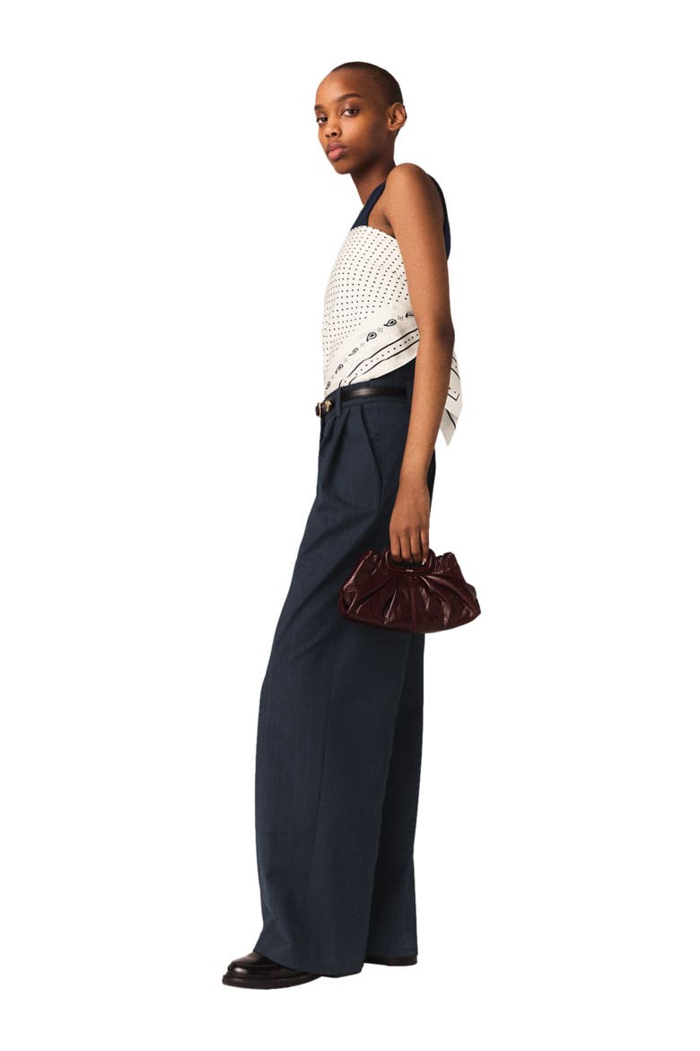 Striped suit trousers, Alternate, color, Navy