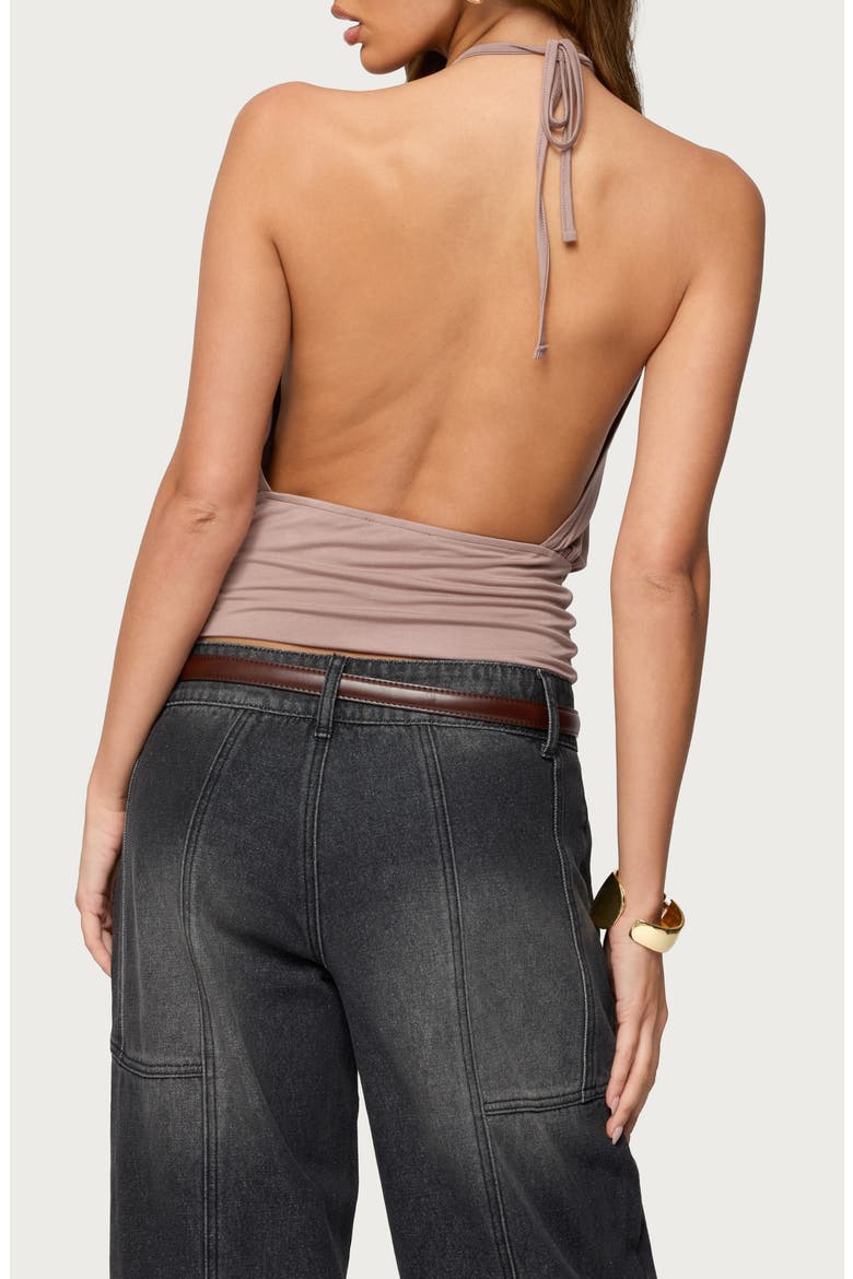 Donya Backless Halter Top, Alternate, color, TAUPE