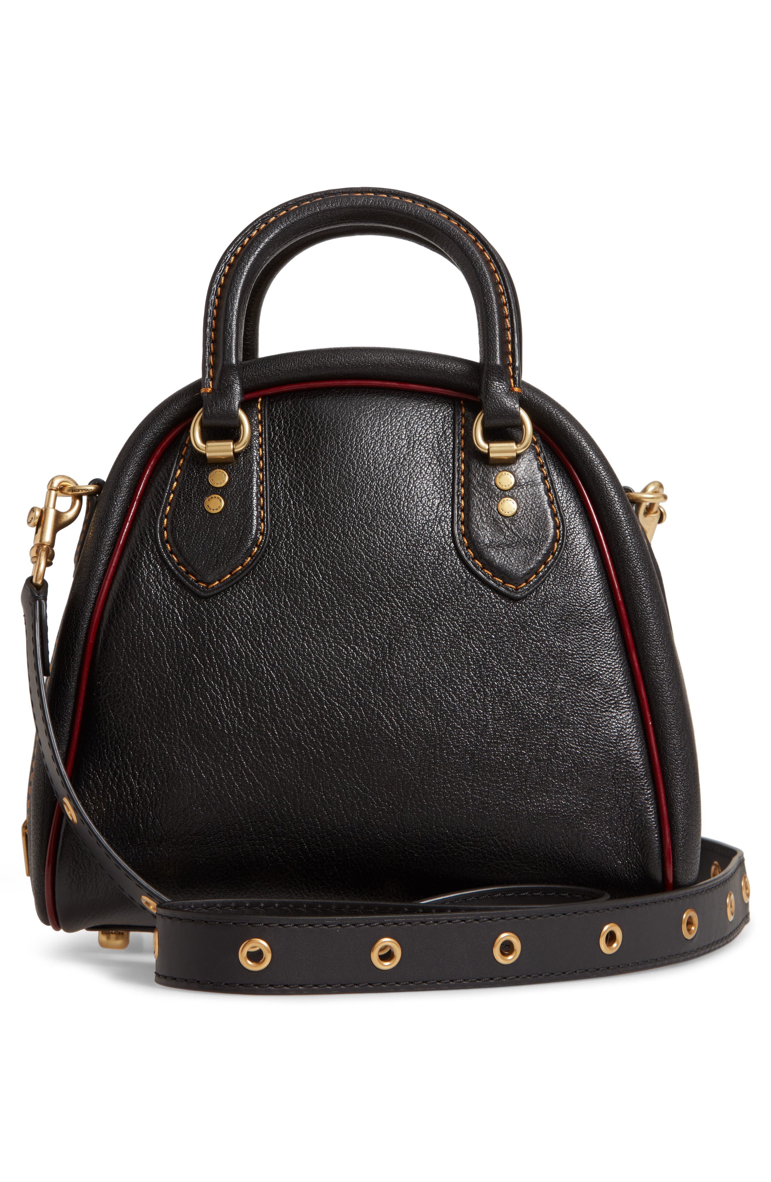 COACH Marleigh Goatskin Leather Dome Satchel, Alternate, color, 