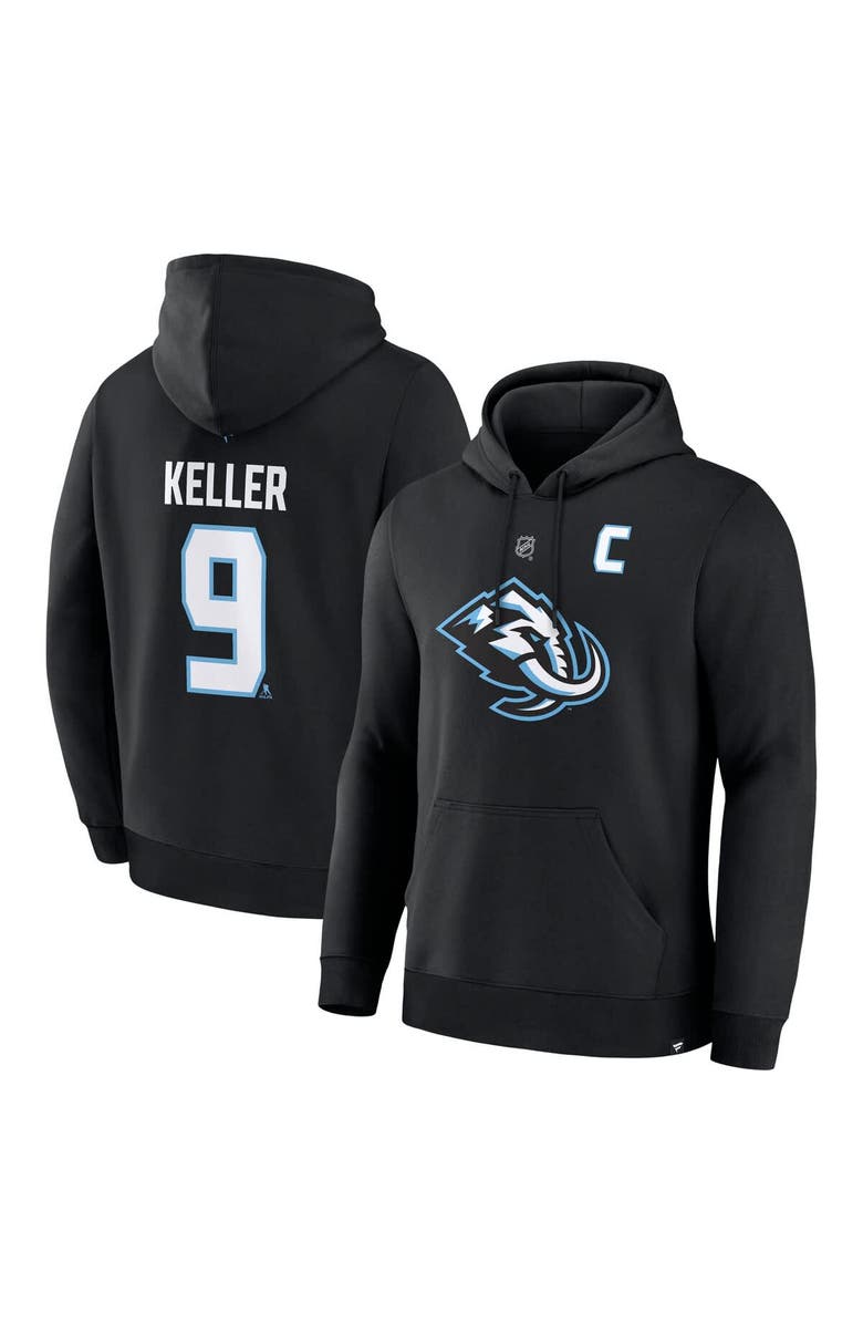 FANATICS Men's Fanatics Clayton Keller Black Utah Mammoth Authentic Stack Name & Number Hoodie, Main, color, Black