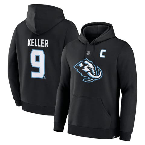 Men's Fanatics Clayton Keller Black Utah Mammoth Authentic Stack Name & Number Hoodie