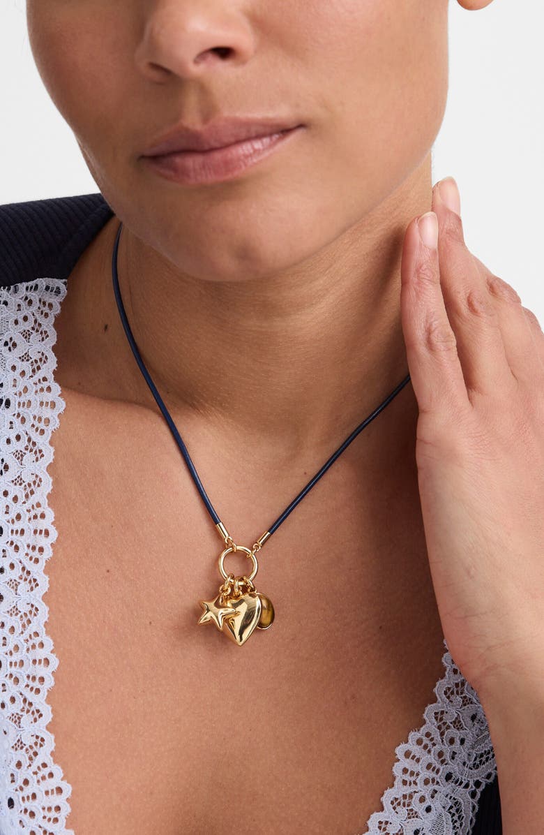 Madewell Heart Charm Cord Necklace, Alternate, color, Antique Gold