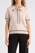 Adrianna Papell Double Tipped Tie Neck Sweater