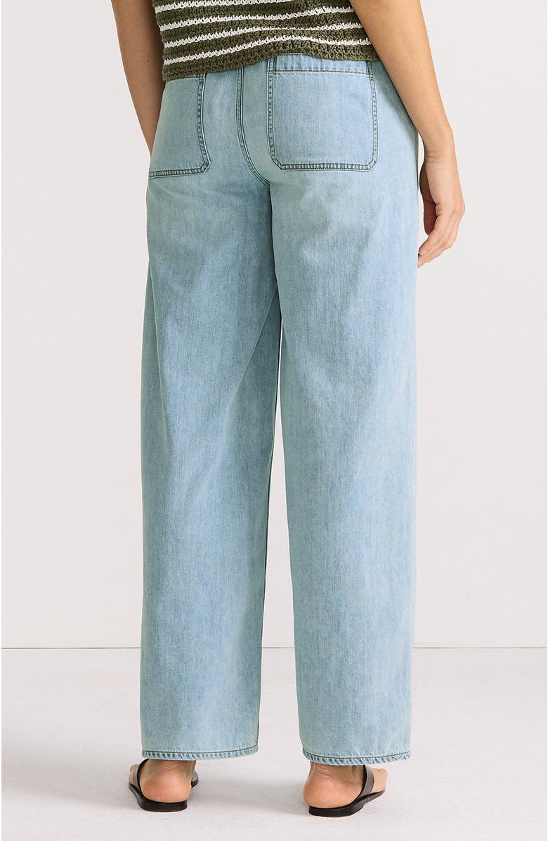 Lands' End Lightweight Denim High Rise Relaxed Straight Pull On Pocket Jeans, Alternate, color, Breeze Blue Wash