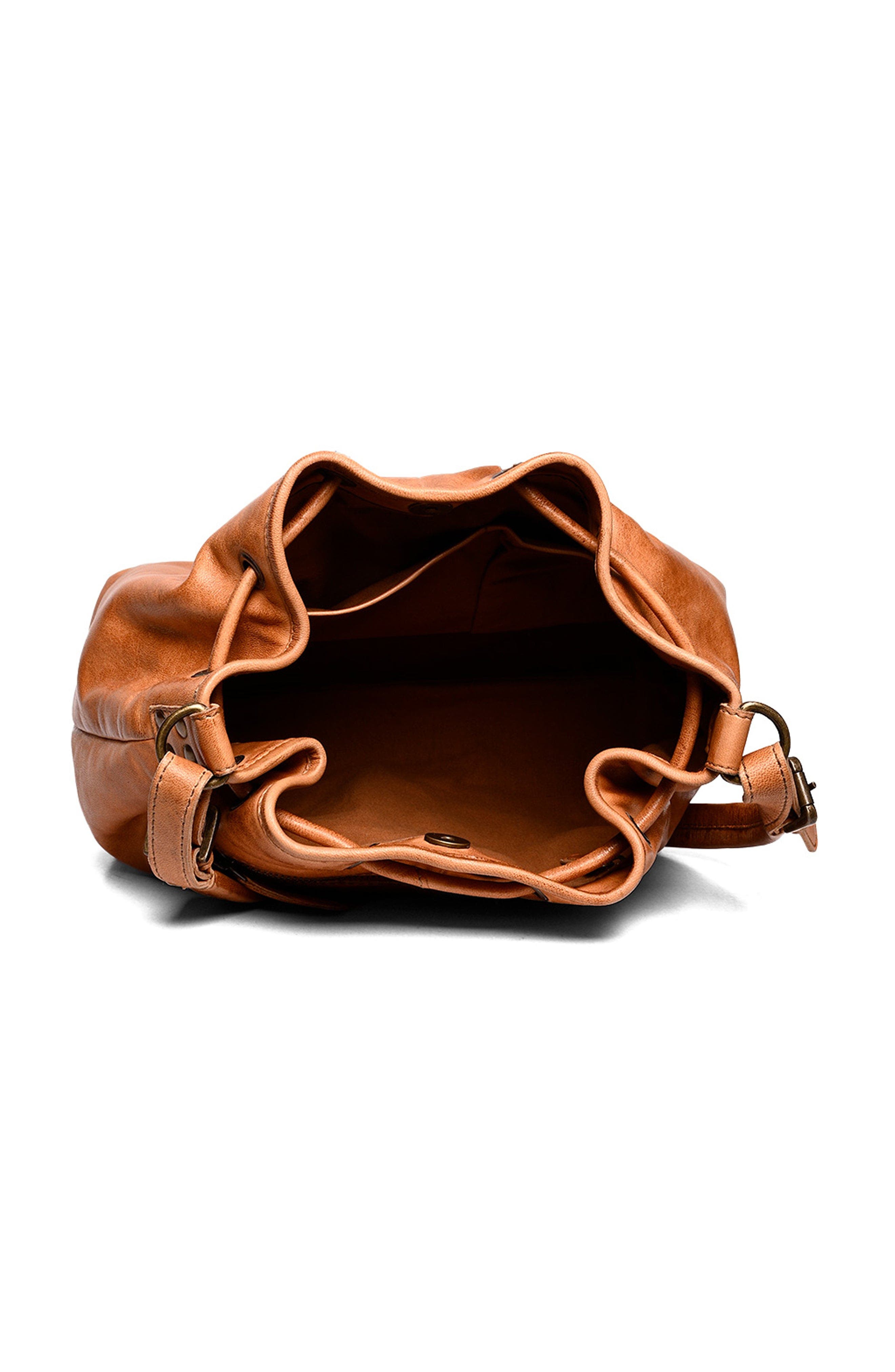 ROAN Zone Bucket Bag, Alternate, color, Cognac Napa
