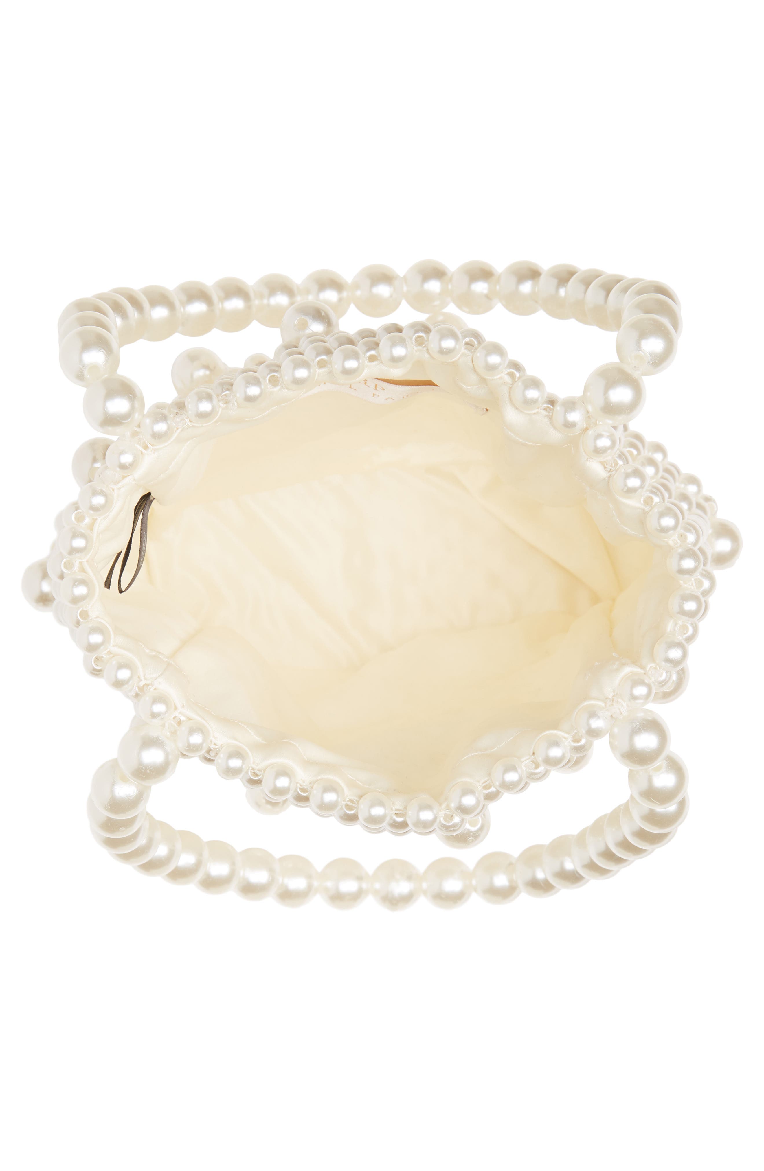 Mini Beaded Top Handle Bag, Alternate, color, IVORY PEARL