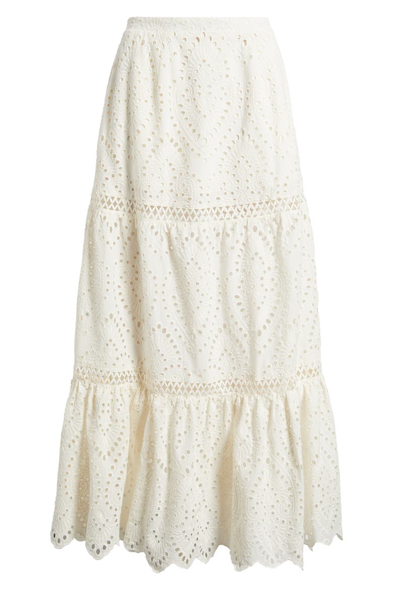 Eyelet Lace Maxi Skirt, Alternate, color, EGRET