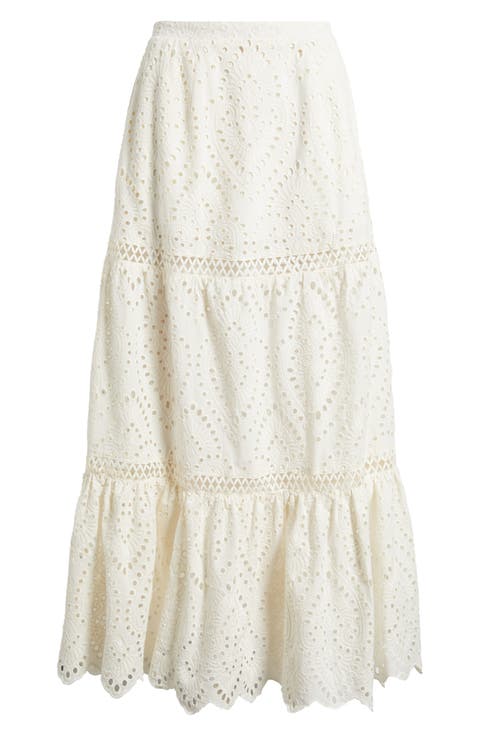 Eyelet Lace Maxi Skirt
