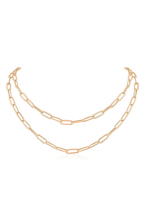 Layered Paper Clip Chain Necklace