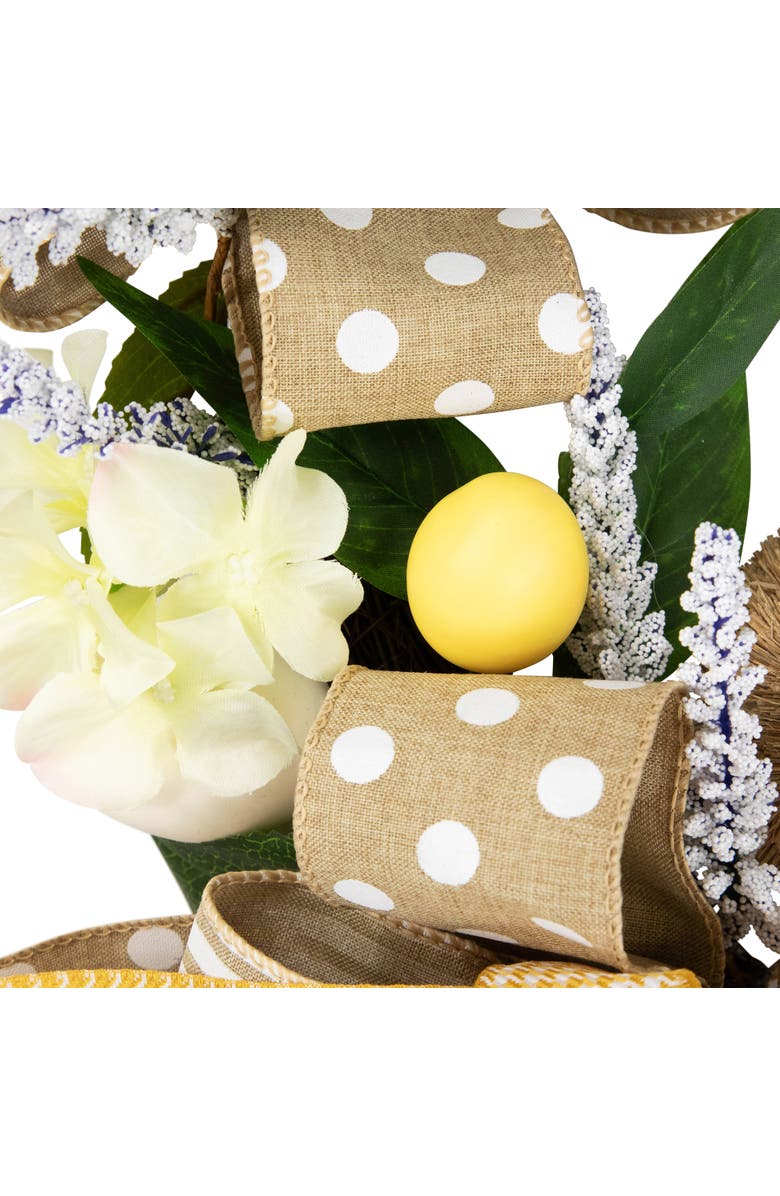 Northlight Bunny and Bows Floral Easter Wreath - 22" - Green and Beige - Unlit, Alternate, color, Brown