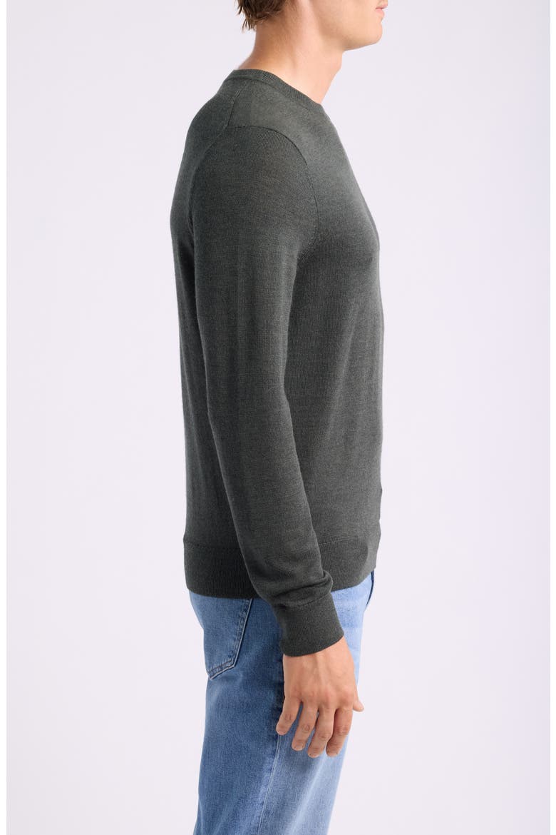Italian Merino Wool Crewneck Sweater, Alternate, color, GREEN KOMBU HEATHER