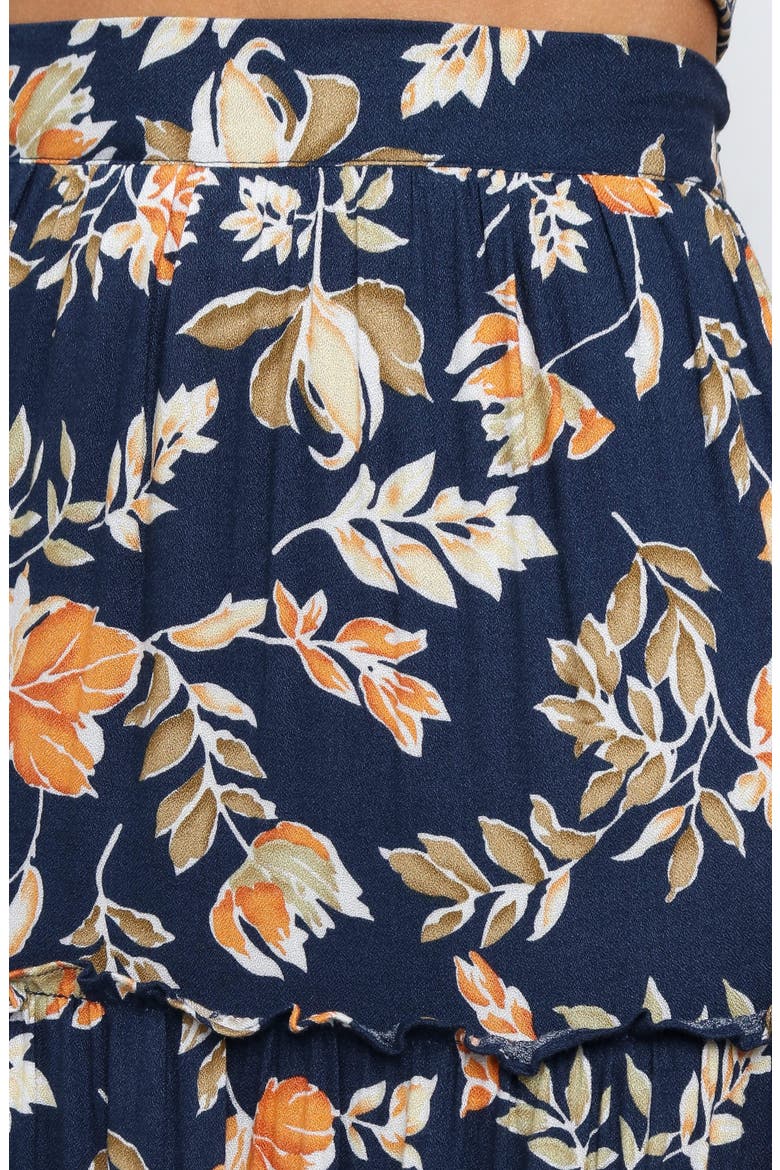 Deaville Floral Tiered Maxi Skirt, Alternate, color, NAVY