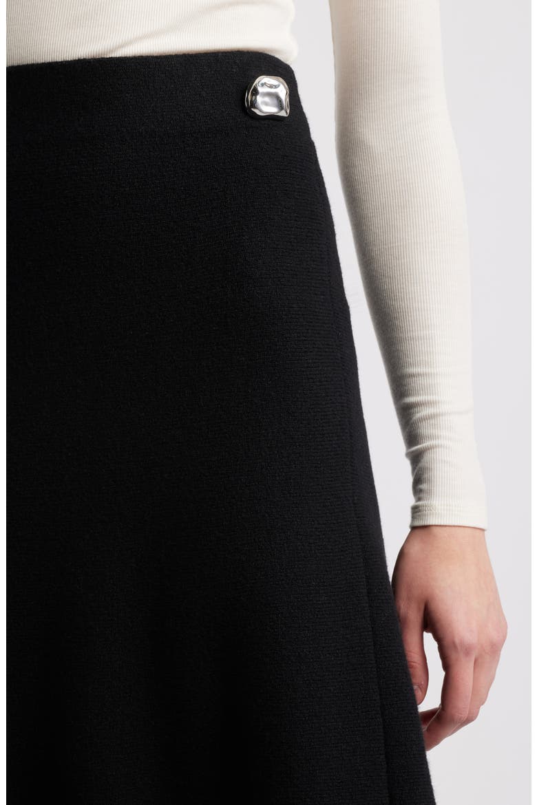 Bridget Wool Blend Midi Skirt, Alternate, color, BLACK