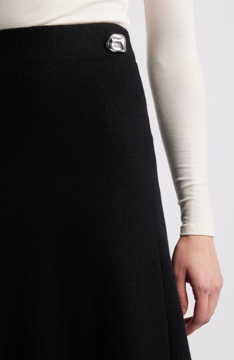 rag & bone Bridget Wool Blend Midi Skirt, Alternate, color, Black