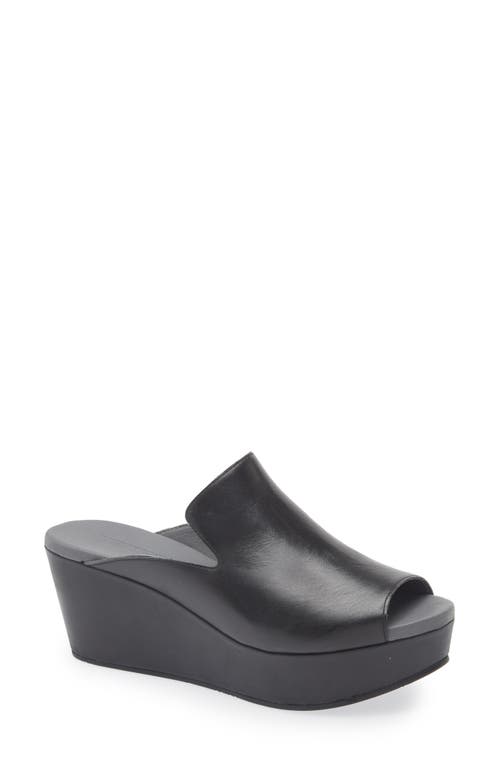 Chocolat Blu Whisper Platform Wedge Sandal In Black Leather