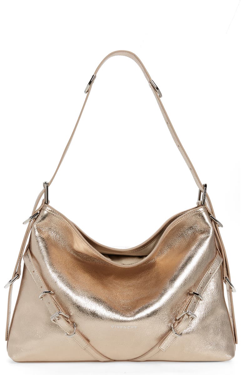 Givenchy Medium Voyou Metallic Leather Hobo Bag, Main, color,