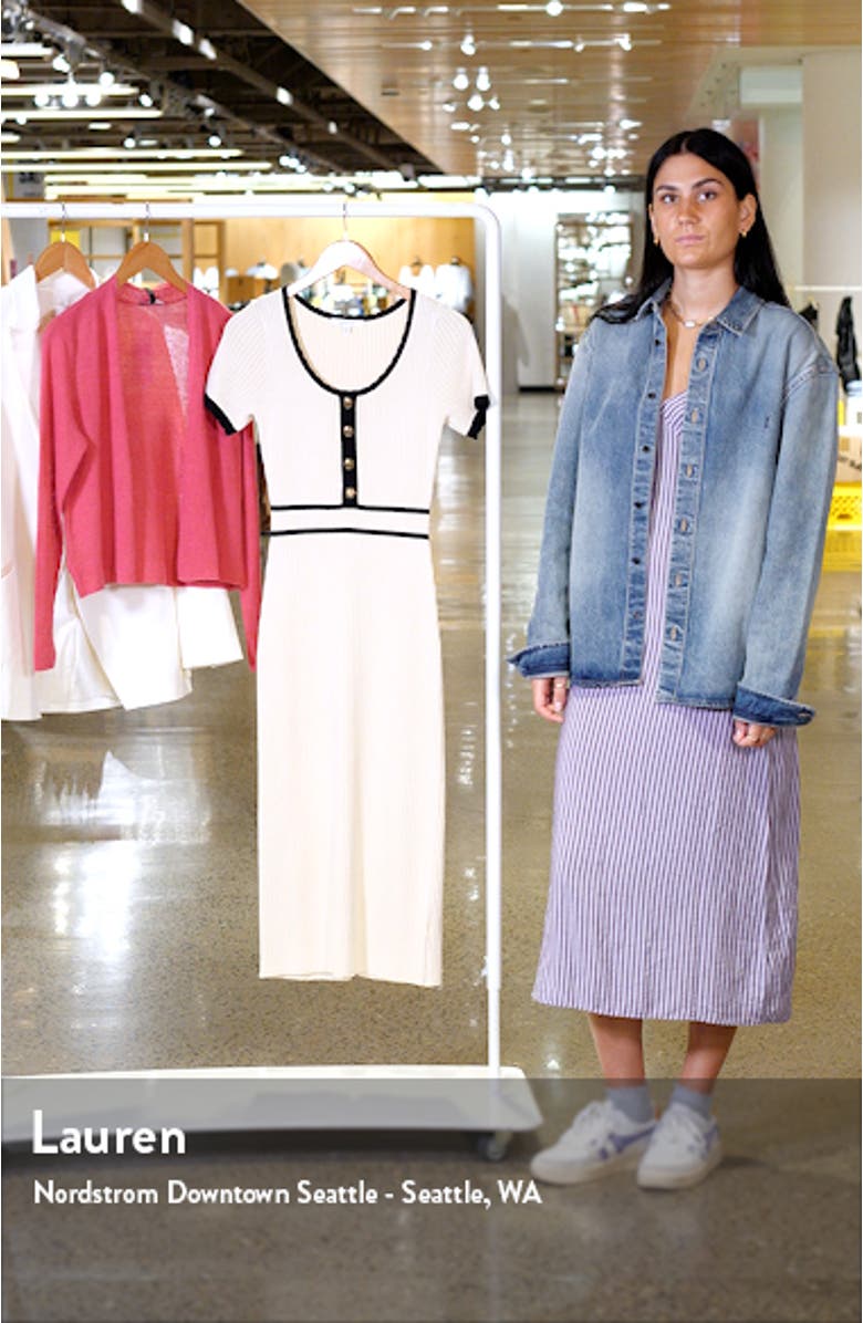 Short Sleeve Fitted Midi Sweater Dress, sales video thumbnail