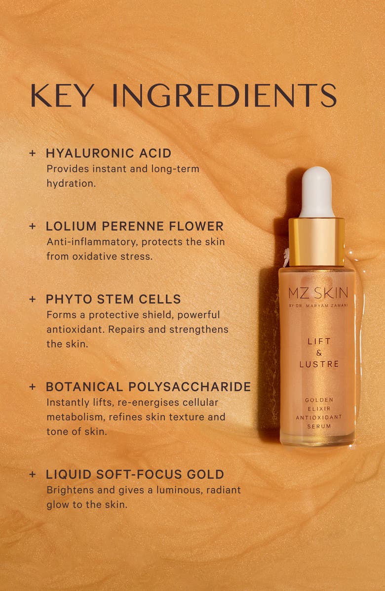 MZ Skin Lift & Lustre Golden Elixir Antioxidant Serum, Alternate, color,